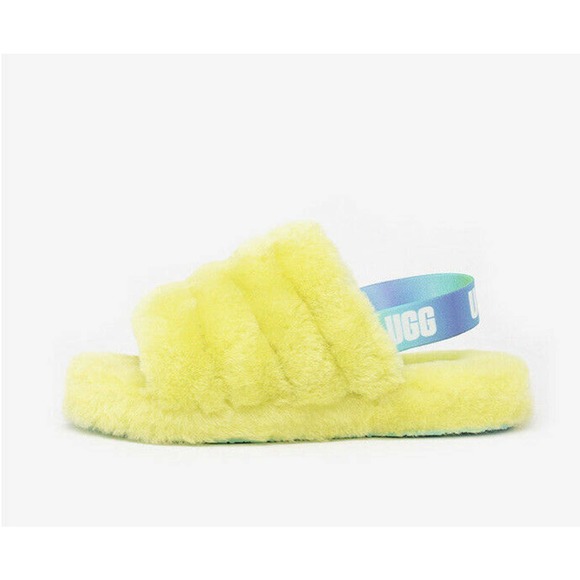 Ugg Fluffy Gradient Yellow Slippers 